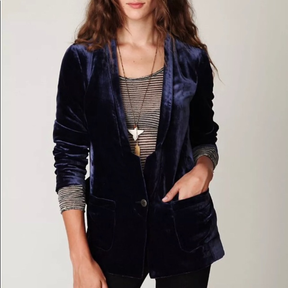 Free People Soft Slouchy Velvet Blazer Jacket New